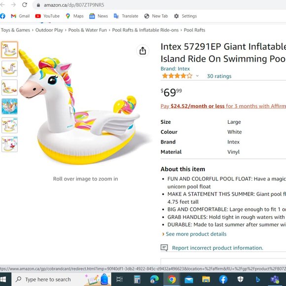 NEW intex big unicorn 🦄 water float - Picture 5 of 7